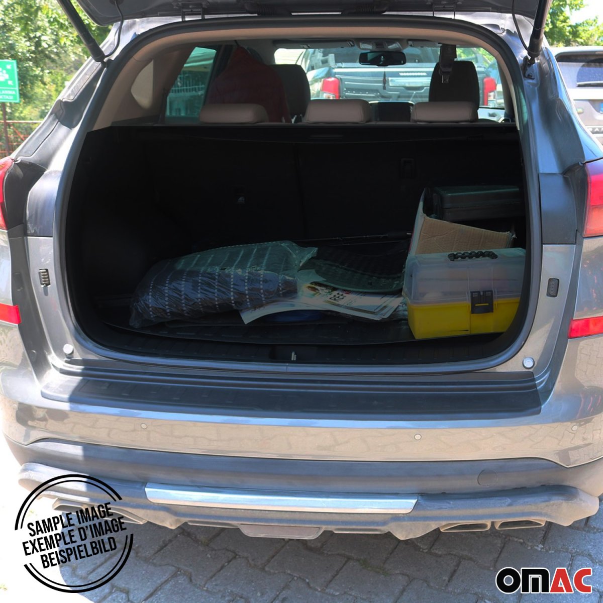 Hyundai Tucson Bumper Sill Cover - Rear - Omac - Acrylic - Gloss Black - '19-'21